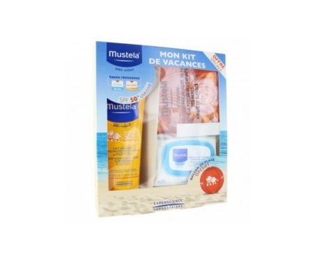 mustela solar milk vacation kit 50 200 ml con toallitas y globo ofrecidos