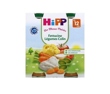 hipp les menus plaisirs bio fettucine vegetables colin ds 12 meses 2x250g