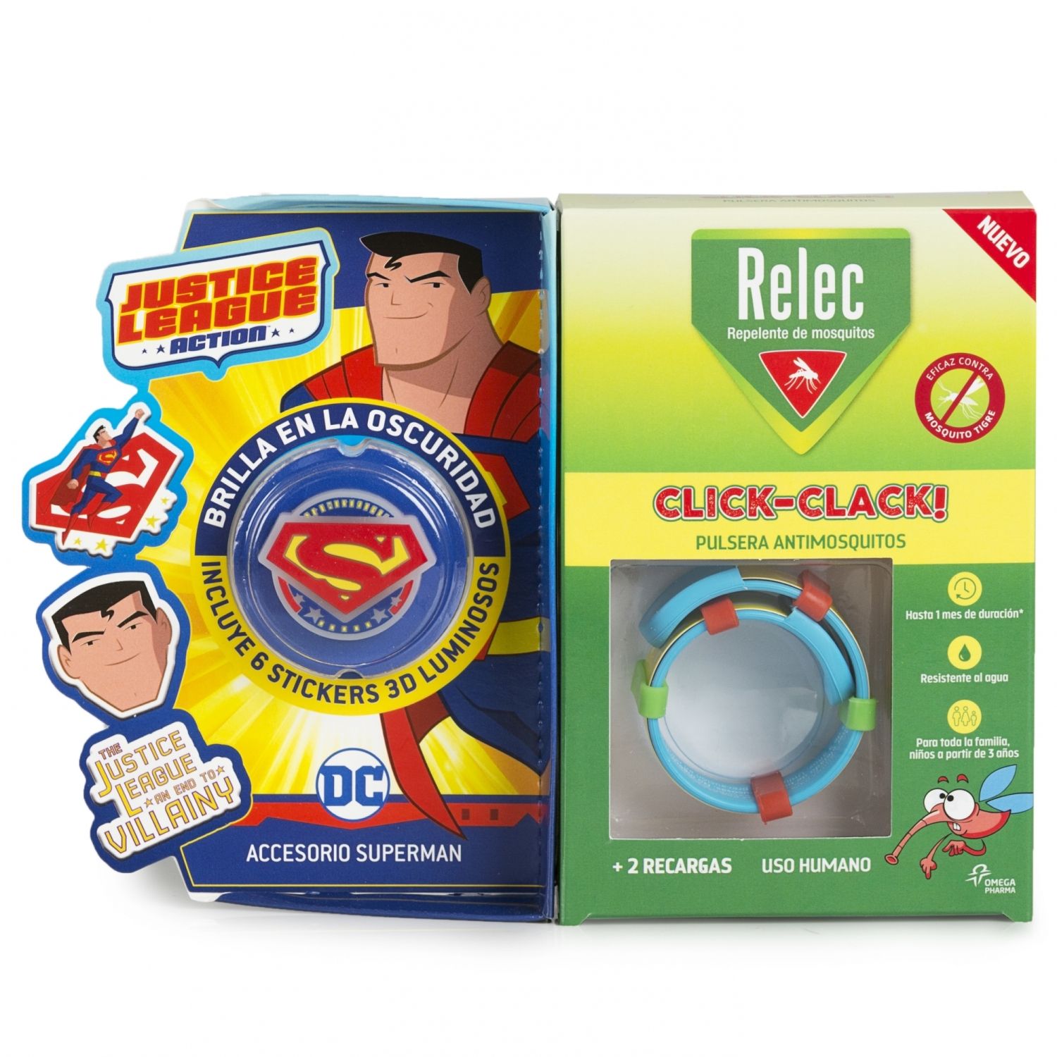 relec pulsera antimosquitos click clack superman