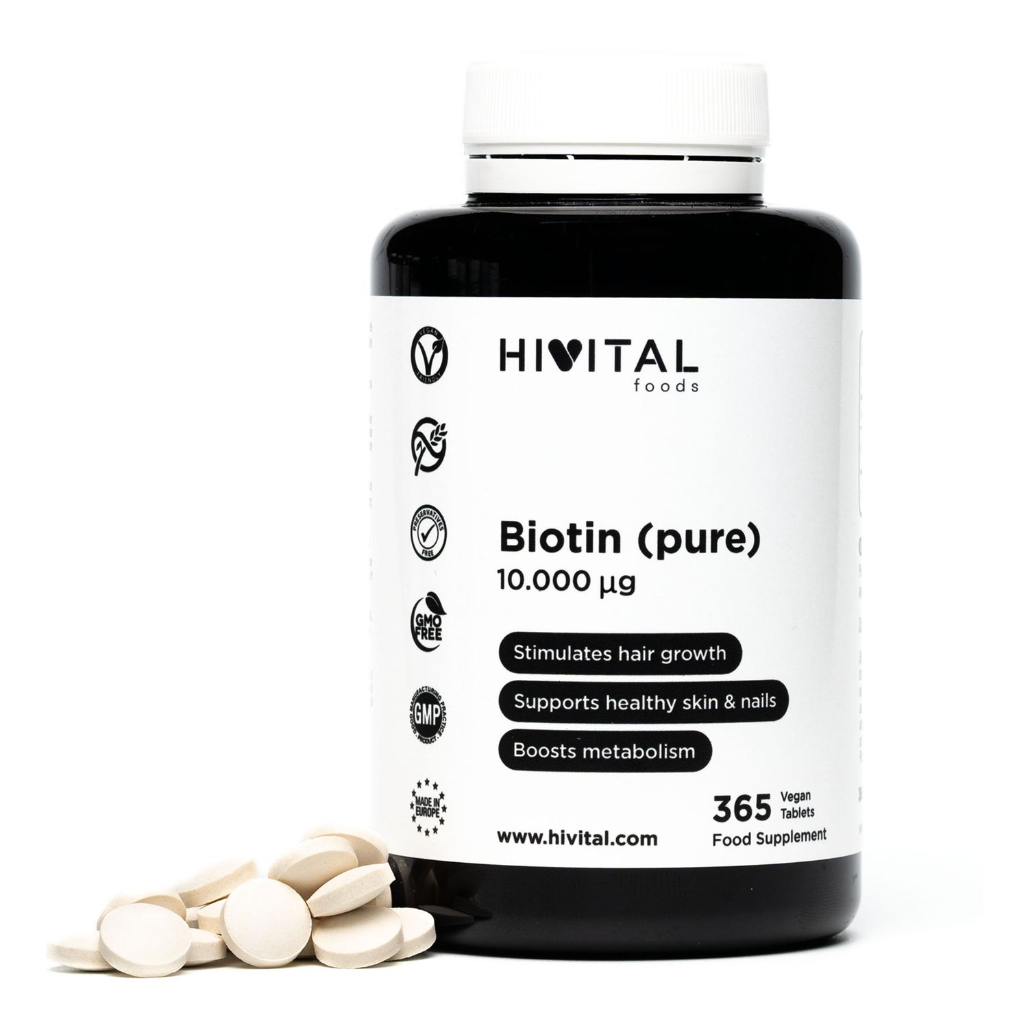 hivital foods biotina 10 000 mcg vitamina b7 365 comp