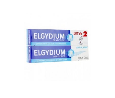 set de 2 tubos de 75 ml de pasta de dientes anti placa elgydium