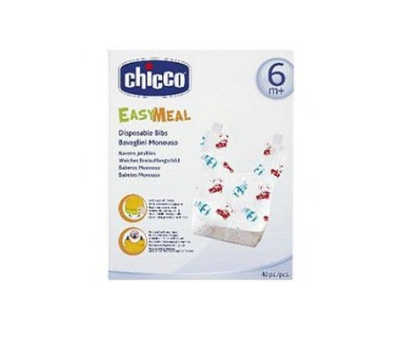 chicco baberos monouso easy meal 6m 40 unidades