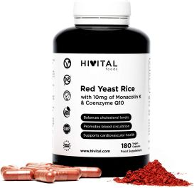 hivital foods levadura de arroz rojo con 10 mg de monacolina k y 5 mg de coenzima q10 180 c ps