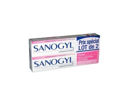 sanogyl pasta de dientes sensible para el cuidado de las enc as rosa 75 ml set de 2