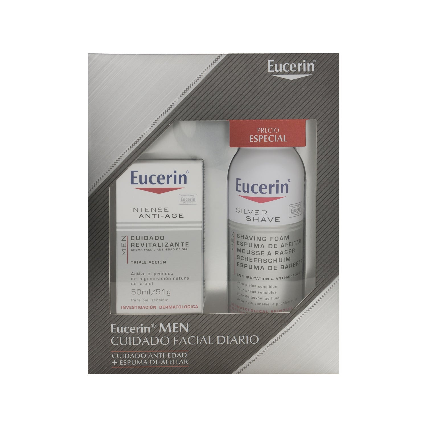 eucerin men pack intense antiage crema d a 50ml silver shave espuma de afeitar 150ml