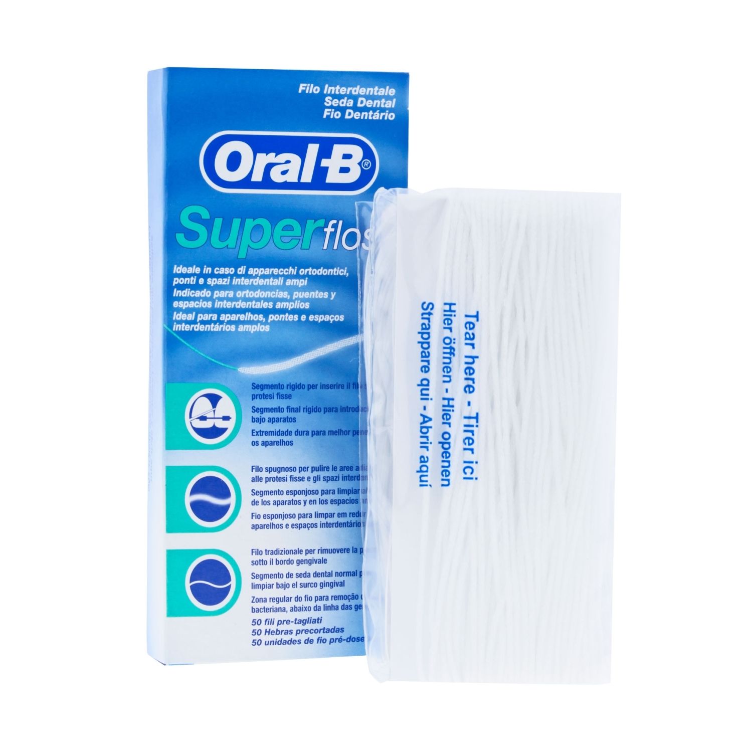 oral b super floss seda dental 50 hilos