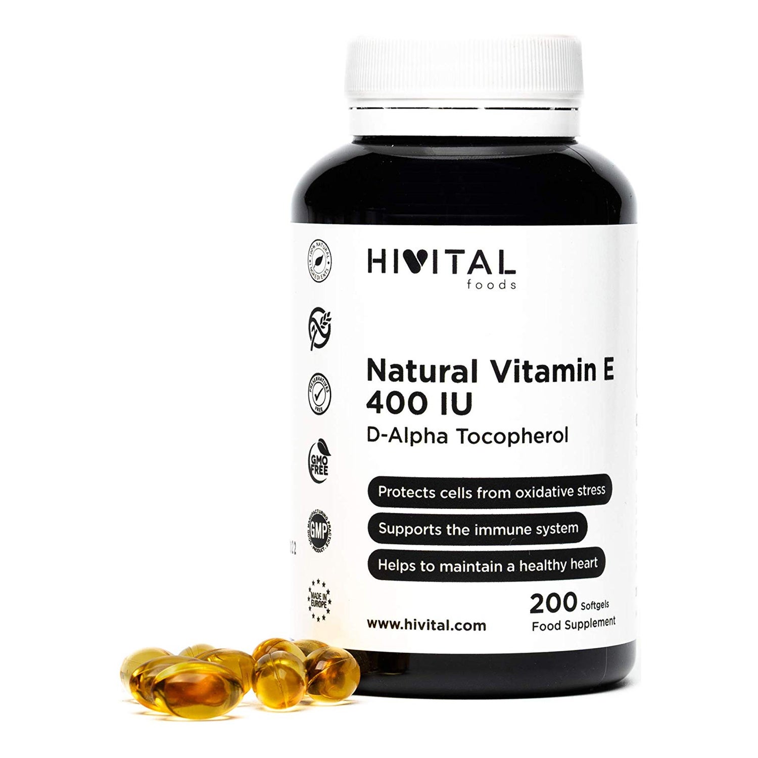 hivital foods vitamina e natural 400 ui 200 perlas 6 meses