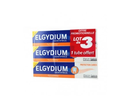 pasta de dientes elgydium caries protection 3 tubos 75 ml