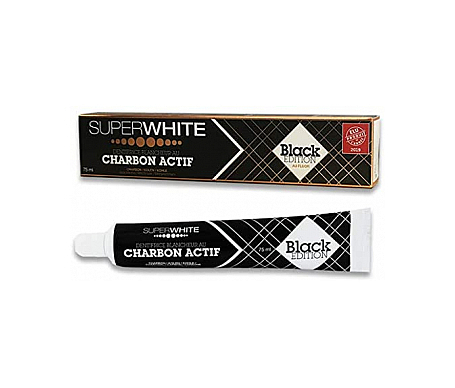 super white pasta de dientes blanca con black edition carb n activado 75ml