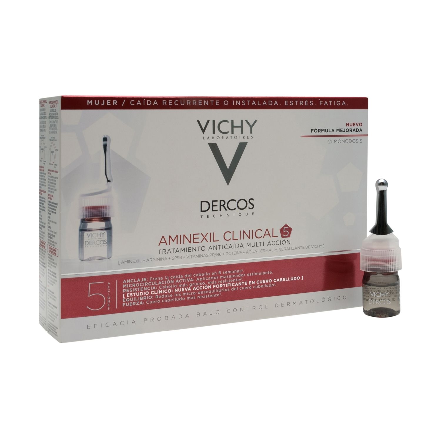 vichy dercos aminexil clinical 5 mujer 21 monodosis